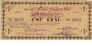 S-601 Super Rare series of 5 consecutive numbered Mountain Province Emergency Notes with red countersign signatures, 4 - 5. Banknote