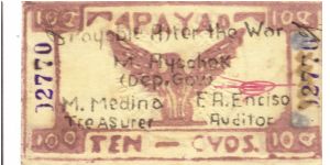 S-104 Rare consecutive numbered Apayao 10 centavos note. Banknote