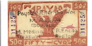 S-107 Rare consecutive numbered Apayao 50 centavos note. Banknote