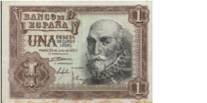 Banco De Espana, dated 22 July 1953 with series no: Y 8775147 Banknote