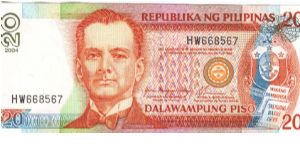 PI-182h Republika Ng Philippines 20 Pesos note. Banknote