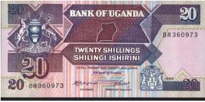 Uganda 20shs note
Purple. Banknote