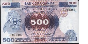 500shs Uganda note Banknote