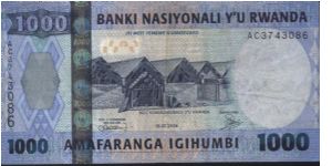 Rwanda 1000francs note. Banknote