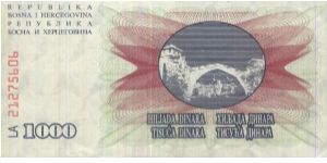 Banknote from Bosnia