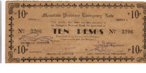 S-604X Mountain Province 10 Pesos note with reverse printed up-side-down. Banknote