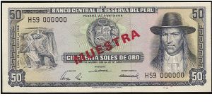 50 Soles Specimen Banknote ! Banknote