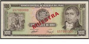 100 Soles Specimen Banknote Banknote
