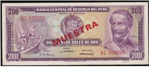 200 Soles Specimen Banknote Banknote
