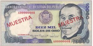 10 000 Soles Specimen banknote Banknote