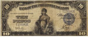 Bank of the Philippine Island 10 Pesos note. Will trade this note for Philippine notes I don't have. Banknote