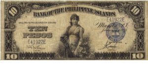 PI-23 Bank of the Philippine Islands 10 Pesos note. Will trade this note for Philippine notes I don't have. Banknote