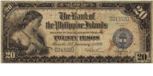 PI-18 Bank of the Philippine Islands 20 Pesos note. Will trade this note for Philippine notes I don't have. Banknote