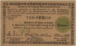 S-676a Negros Occidental 10 Pesos note. Will trade this note for Philippine notes I don't have. Banknote