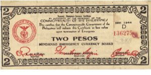 S-516b Mindanao 2 pesos note. Will trade this note for Philippine notes I don't have. Banknote