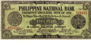 S-219 Cebu 5 Pesos note. Will trade this note for Philippine notes I don't have. Banknote
