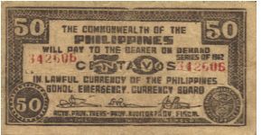 S-134e Bohol 50 Centavos note. Will trade this note for Philippine notes I don't have. Banknote