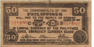 S-134e Bohol 50 Centavos note. Will trade this note for Philippine notes I don't have. Banknote