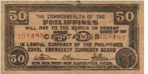 S134e Bohol 50 Centavos note. Will trade this note for Philippine notes I don't have. Banknote