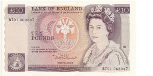 Series D £10 Note.

Chief Cashier DHF Somerset (1980-1988).

Florence Nightingale appears on the back of this banknote Banknote