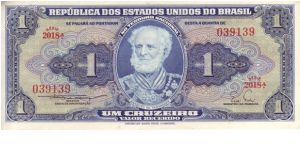 Brazil 1 Cruzeiro dating from the 1950's/1960's Banknote