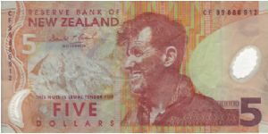 New Zealand $5 Polymere banknote Banknote