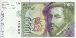 Spain 1000 Pesetas, final design before replaced by the Euro Banknote