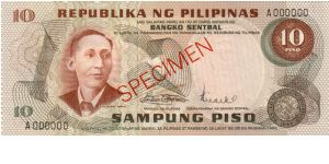 2nd PINOY SERIES 22S1 (p149s1) Marcos-Licaros A000000 (Specimen) Banknote