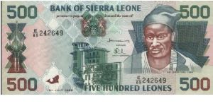 500 Leones, Bank Of Sierra Leone. Dated 15 July 1998. Banknote