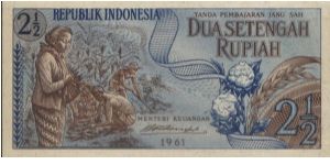 1961 2nd Series Food & Cloths. Signed By RM Notohamiprodjo(O)Corn Field(R)Paddy & Corn Etc.120x60mm Banknote