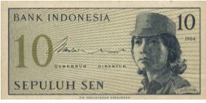 10 Cents Volunteers Series. Signed By Jusuf Muda Dalam & Hertatijanto(O)A Voluntress(R)Number 10.104x52mm Banknote