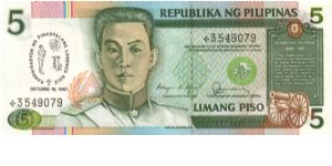 REDESIGNED SERIES 38e (p176a) 1987 San Lorenzo Ruis Aquino-Fernandez HZ000001-JJ1000000 *3549079 (Starnote) Banknote