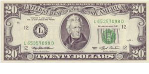 USA $20 note, series 1993.

This note is no longer produced & has been superseeded twice Banknote