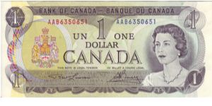 Canada, $1 dating from the 1970's Banknote