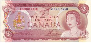 Canada, $2 note from 1974 Banknote