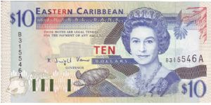 East Caribean States, $10 note.

Unfortunately there isn't a East Caribean States tab to choose so I have put this under as Antigua & Barbuda as this is one of the Islands that would use this note Banknote