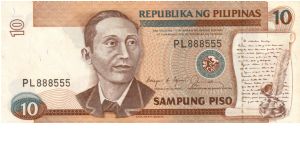 REDESIGNED SERIES 39c (p169b) Aquino-Fernandez JD000001-RP1000000 PL888555 Banknote