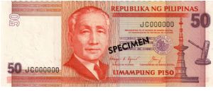 REDESIGNED SERIES 41S2 (p171s2) Aquino-Cuisia JC000000 (Specimen) Banknote