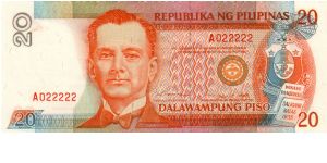 NEW SEAL SERIES 47 (p182a) Ramos-Singson A000001-ZZ1000000 A022222 (1st Prefix) Banknote