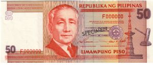 NEW SEAL SERIES 48S1 (p183a) Ramos-Singson F000000 (Specimen) Banknote