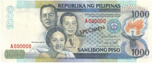 NEW SEAL SERIES 51S1 (p186s1) Ramos-Singson A000000 (Specimen) Banknote