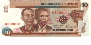 DATED SERIES 52S2 1999 Estrada-Singson (Double Wmk) RB000000 (Specimen) Banknote