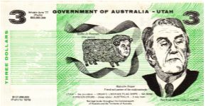 POLITICAL 1977 $3 Anti-Liberal/ Malcolm Fraser Authorised by the Seamens Union Banknote