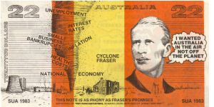 POLITICAL 1983 $22 Anti-Liberal/ Malcolm Fraser Authorised by the Seamens Union Banknote