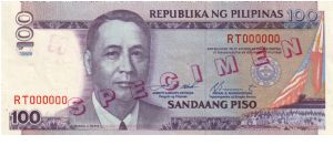 DATED SERIES 56S1 1999 Estrada-Buenaventura RT000000 (Specimen) Banknote