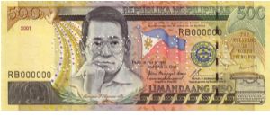 DATED SERIES 60S1 2001 Perforated Arroyo-Buenaventura RB000000 (Specimen) Banknote