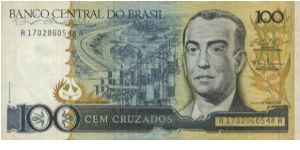 Running Series 
No:A1702060548A 100 Cruzados Dated 1987(O) President J. Kubitschek. Banknote