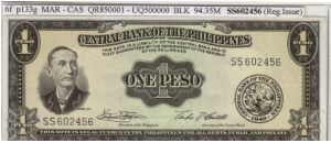 ENGLISH SERIES 1 Peso 6f (p133g) Marcos-Castillo SS602457 Banknote