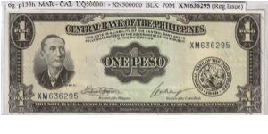 ENGLISH SERIES 1 Peso 6g (p133h) Marcos-Calalang XM636295 Banknote