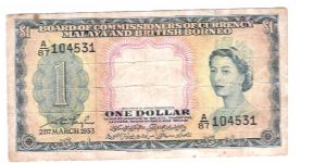 BOARD OF COMMISSIONERS OF CURRENCY MALAYA AND BRITISH BORNEO Banknote